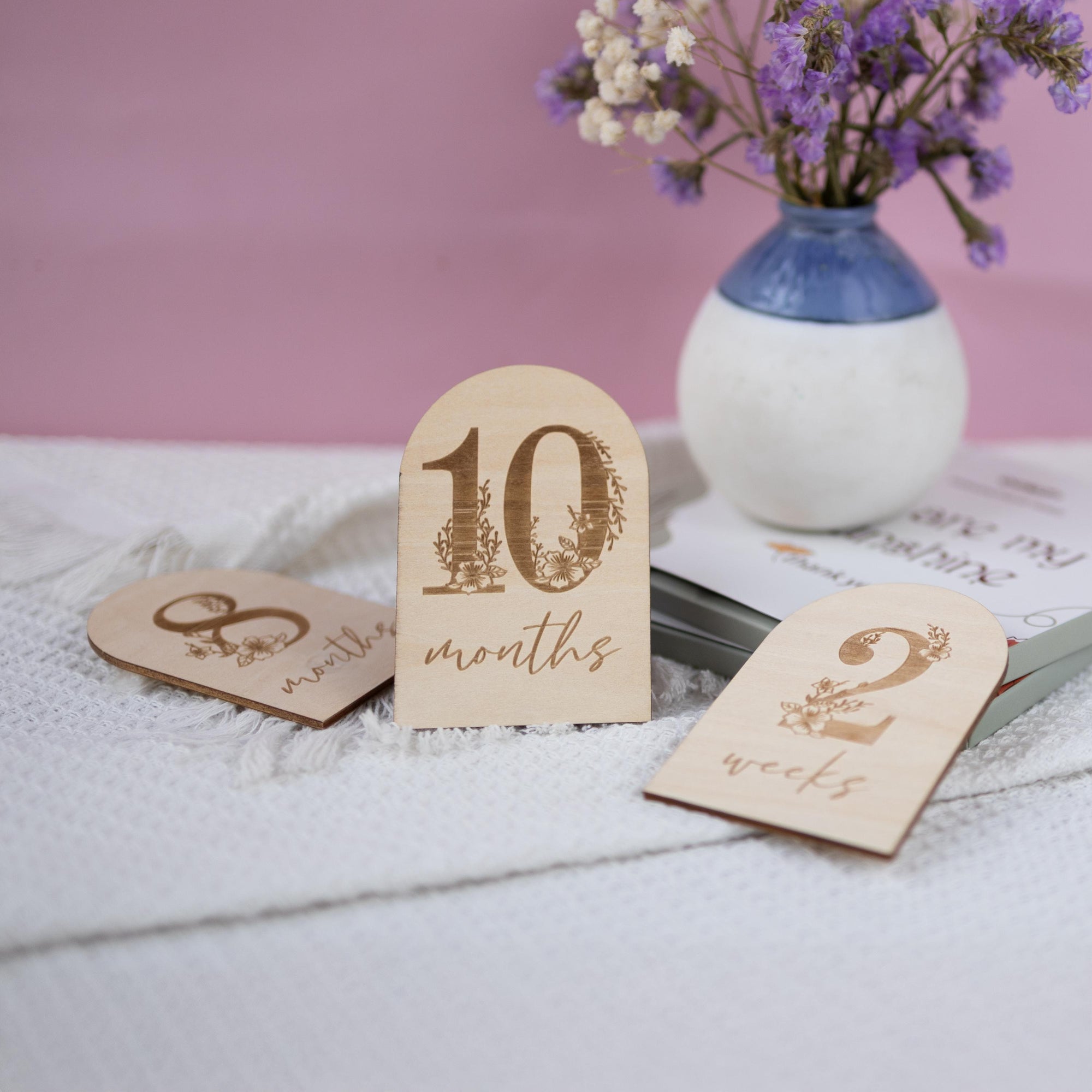 Baby Milestone Set, Monthly Milestones, Hello World Milestone Cards, Newborn Gift, Baby Shower Gift, Wooden Baby Monthly Milestone Markers