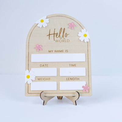 Baby Girl Birth Announcement, Hello World Baby Name Sign (Marker Included) , Birth Stat Sign, Birth Announcement Sign, Newborn Photo Prop