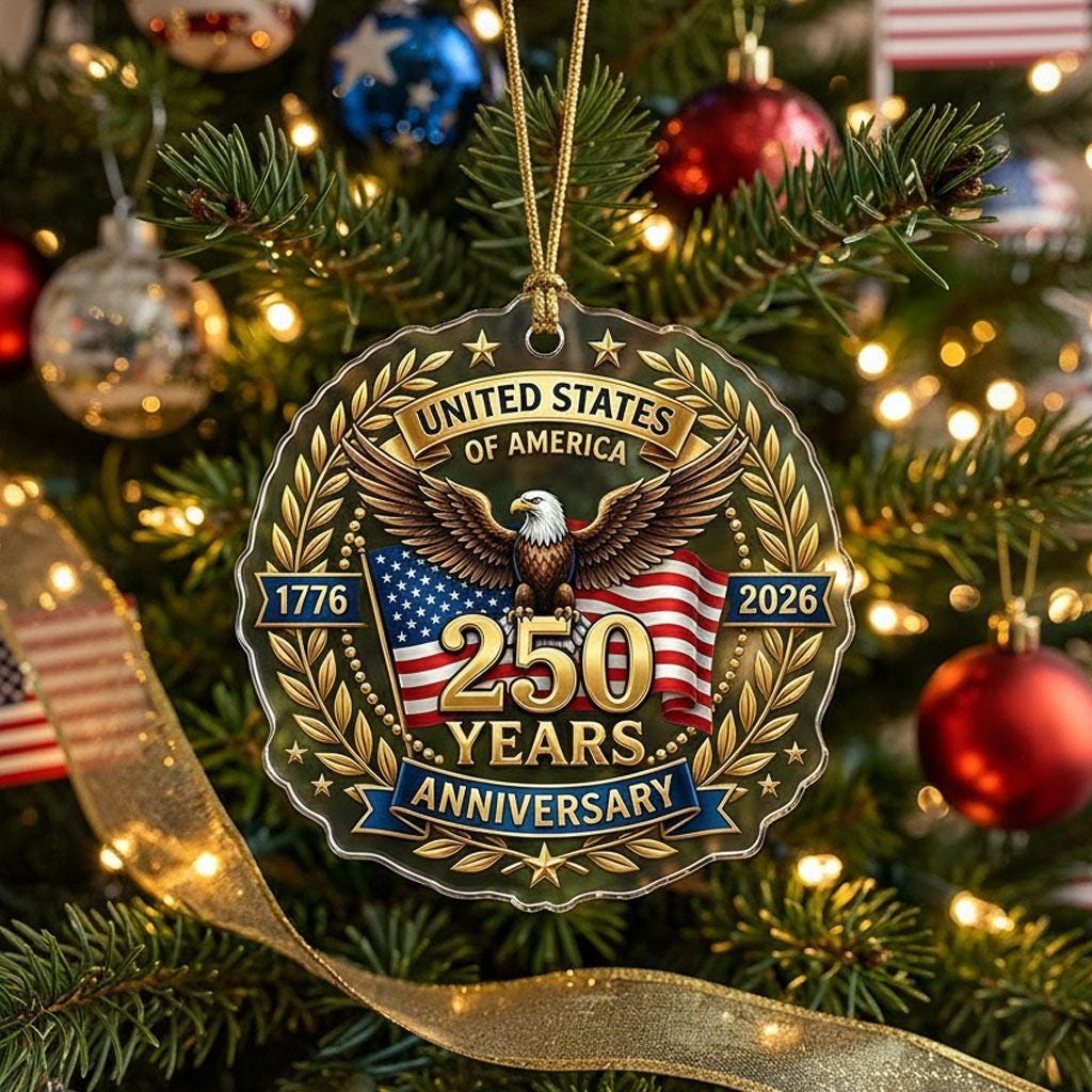 US Semiquincentennial Ornament 2026, 250th Anniversary United States Gift, Patriotic Eagle Acrylic Keepsake, 1776-2026 America Decor