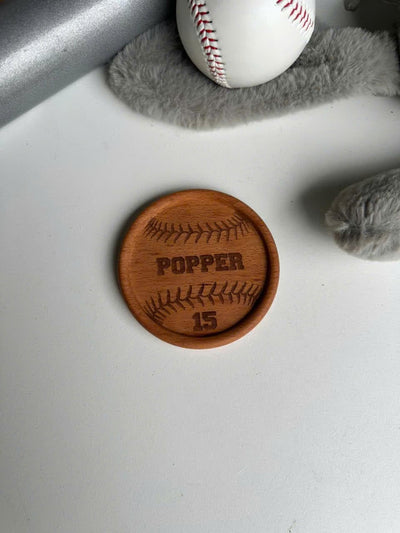 Personalized Baseball Wooden Coasters: Custom Name & Number