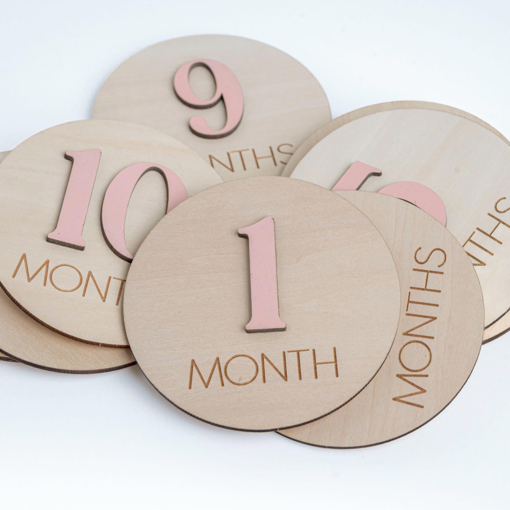 Monthly Milestone Baby Girl, 3D Milestone Discs Baby, Baby Milestone Wooden Discs With Color, Baby Shower Gift, Newborn Photo Prop,Baby Sign