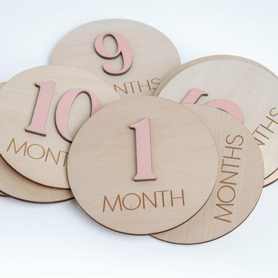 Monthly Milestone Baby Girl, 3D Milestone Discs Baby, Baby Milestone Wooden Discs With Color, Baby Shower Gift, Newborn Photo Prop,Baby Sign