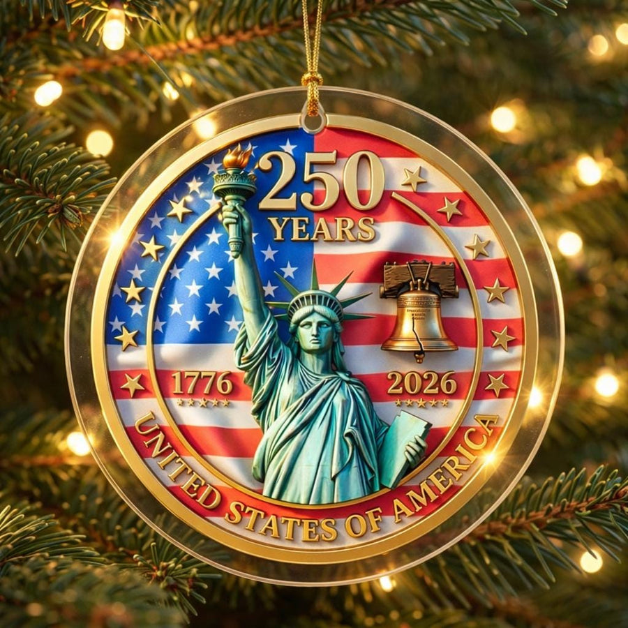 America 250th Ornament, Semiquincentennial Official Style Gift, 1776-2026 Lady Liberty Decor, United States Heritage Keepsake