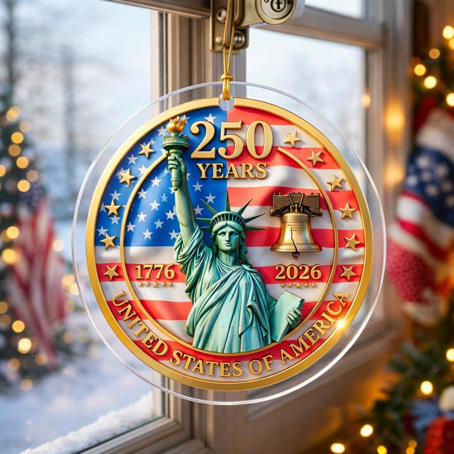 America 250th Ornament, Semiquincentennial Official Style Gift, 1776-2026 Lady Liberty Decor, United States Heritage Keepsake