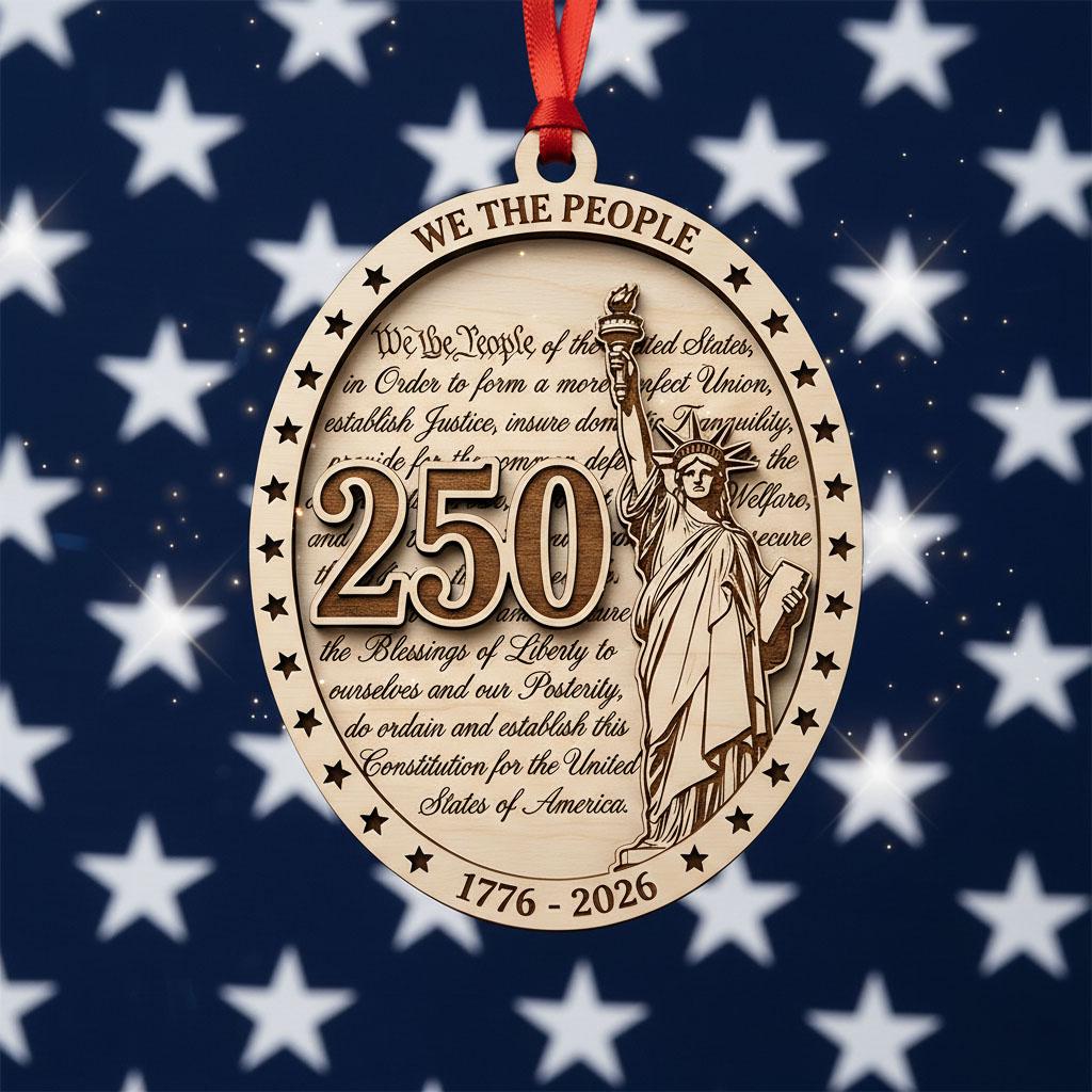 We The People Ornament 2026, 250th Anniversary Constitution Gift, 1776-2026 Statue of Liberty Decor, America 250 Wooden Keepsake