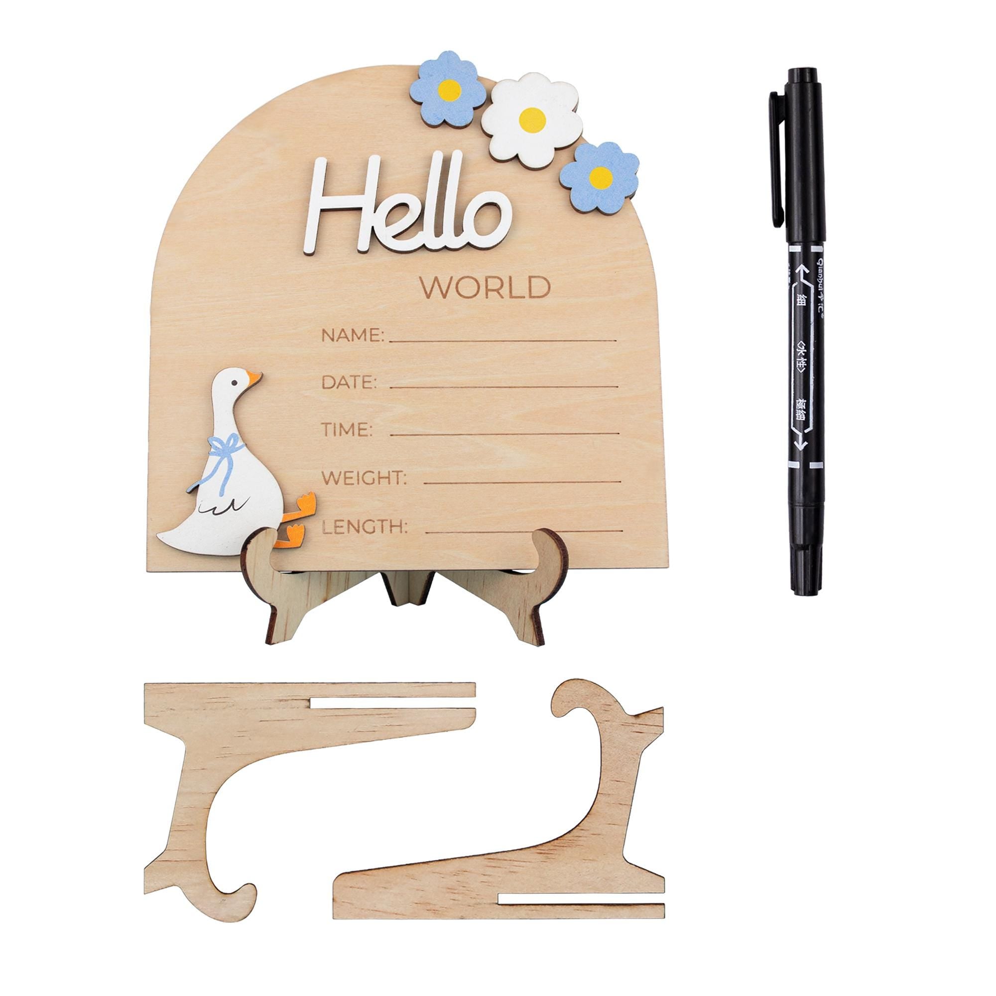 Hello World Sign, Baby Announcement Sign, Baby Announcement Photo Props, Birth Announcement Sign for Hospital, Baby Announcement Name Sign