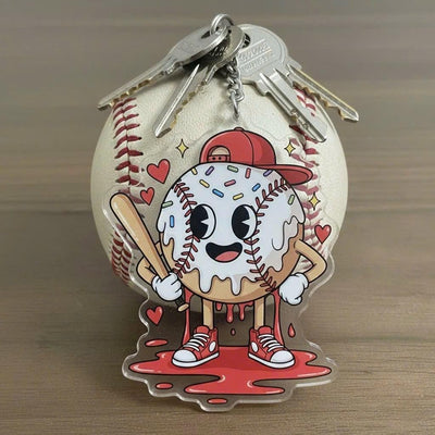 Personalized Cute Baseball Keychain Custom Player Name and Year, Cartoon Baseball Acrylic Keychain, Little League Player Gift