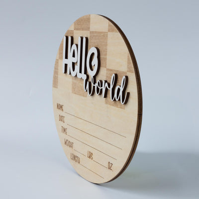 Personalized Hello World Baby Announcement Sign, Custom Newborn Name Sign, Baby Birth Stats Hospital Photo Prop Sign, Gender Reveal Sign