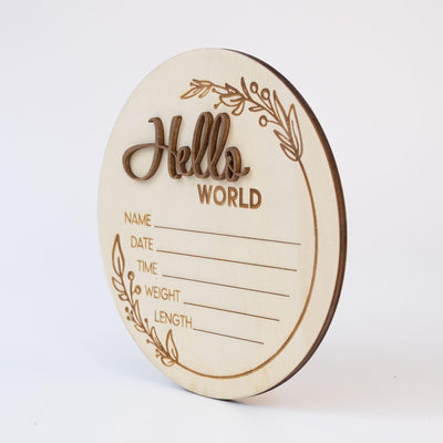 Hello World Name Sign, Personalised Wooden Name Sign For Nursery, 3D Baby Birth Announcement Sign, Name Reveal Idea, Baby Arrival Sign