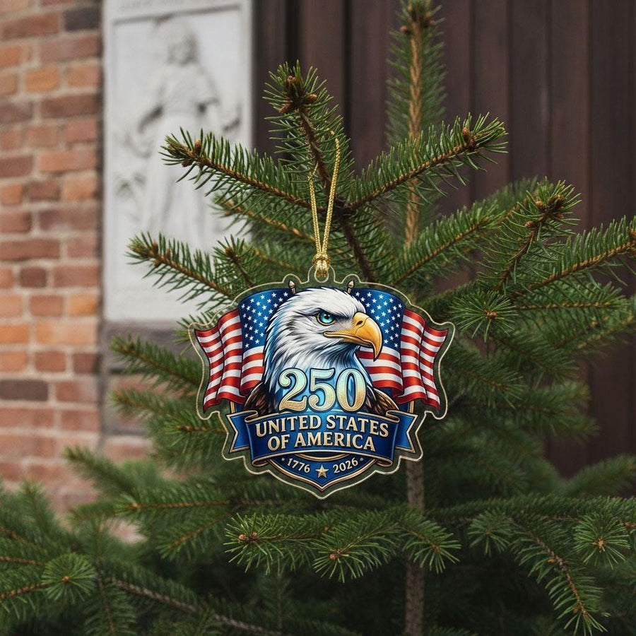 United States 250th Ornament, Semiquincentennial Eagle Portrait, 1776-2026 Patriotic Anniversary Gift, USA 250 Years Decor