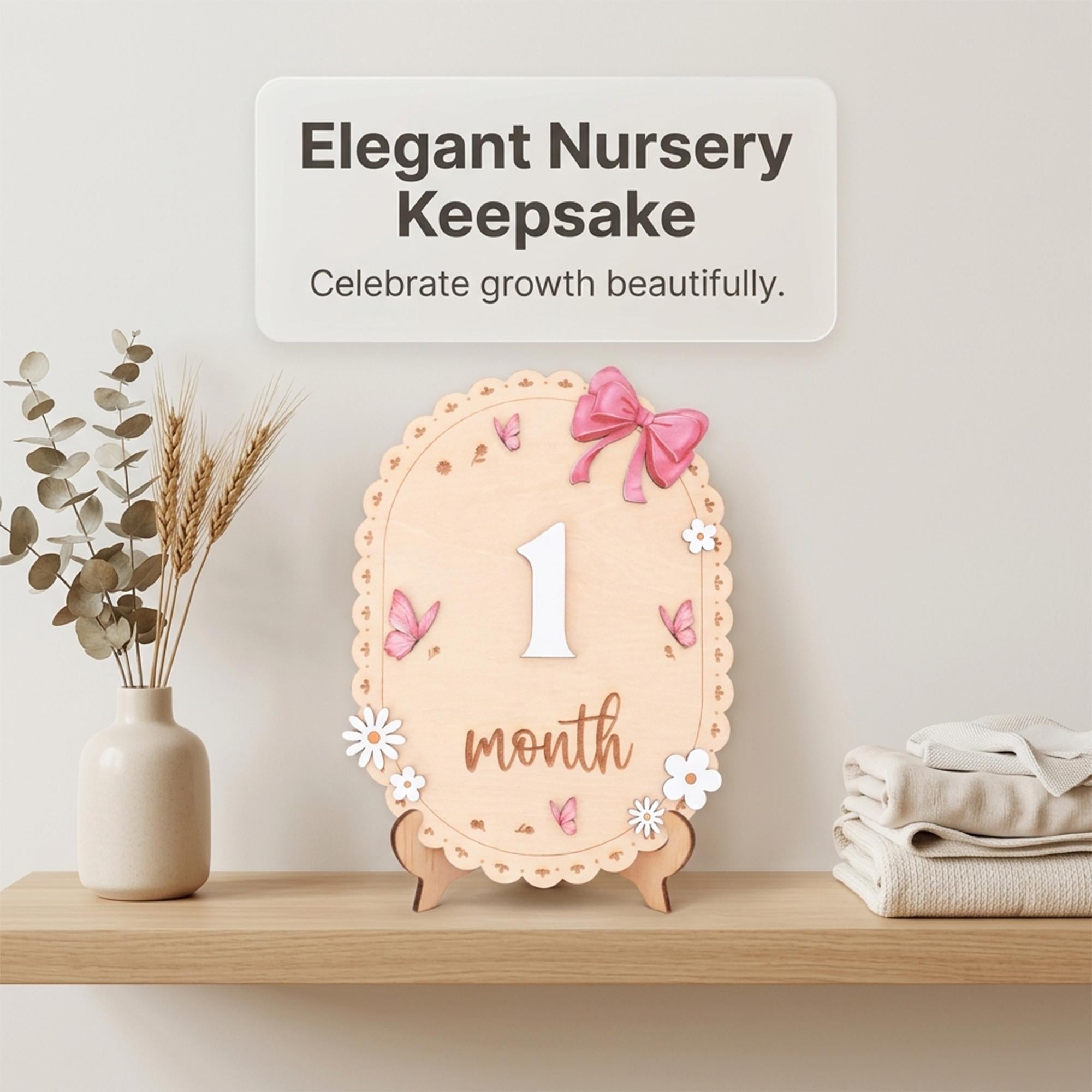 Baby Monthly Milestone Sign Wooden Baby Month Sign Double Sided Month Months First Year Baby Photo Prop Nursery Decor