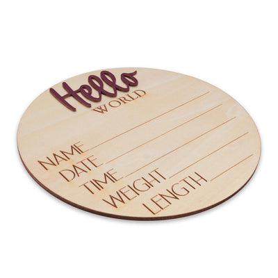 Baby Birth Stats Sign Hello World Personalized Wooden Newborn Decor