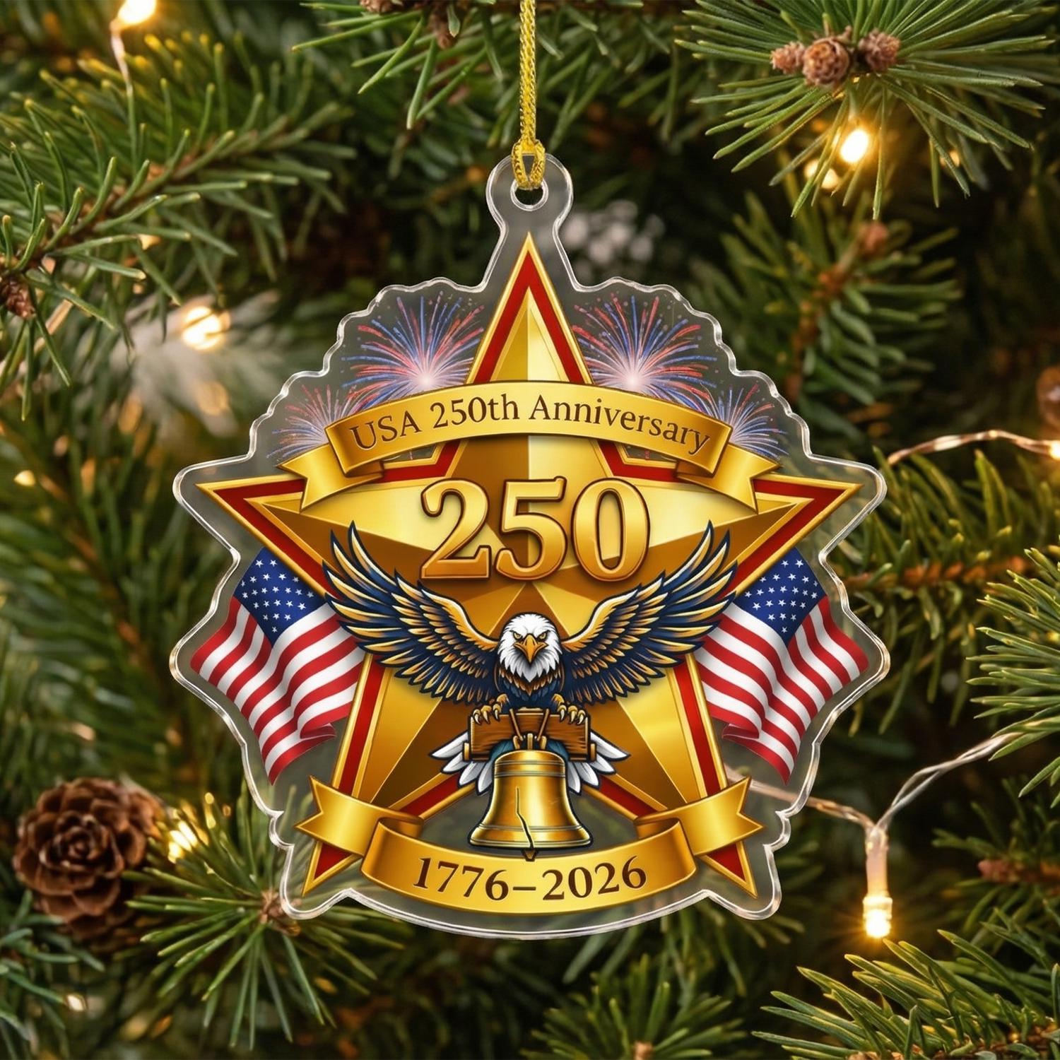 USA 250th Anniversary Ornament, Semiquincentennial Eagle Gift, 1776-2026 Car Hanging Accessory, America 250th Birthday Decor