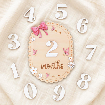 Baby Monthly Milestone Sign Wooden Baby Month Sign Double Sided Month Months First Year Baby Photo Prop Nursery Decor