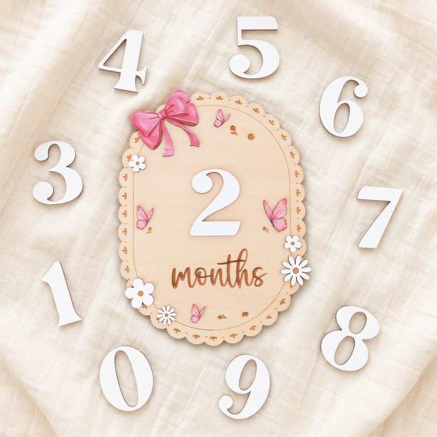 Baby Monthly Milestone Sign Wooden Baby Month Sign Double Sided Month Months First Year Baby Photo Prop Nursery Decor