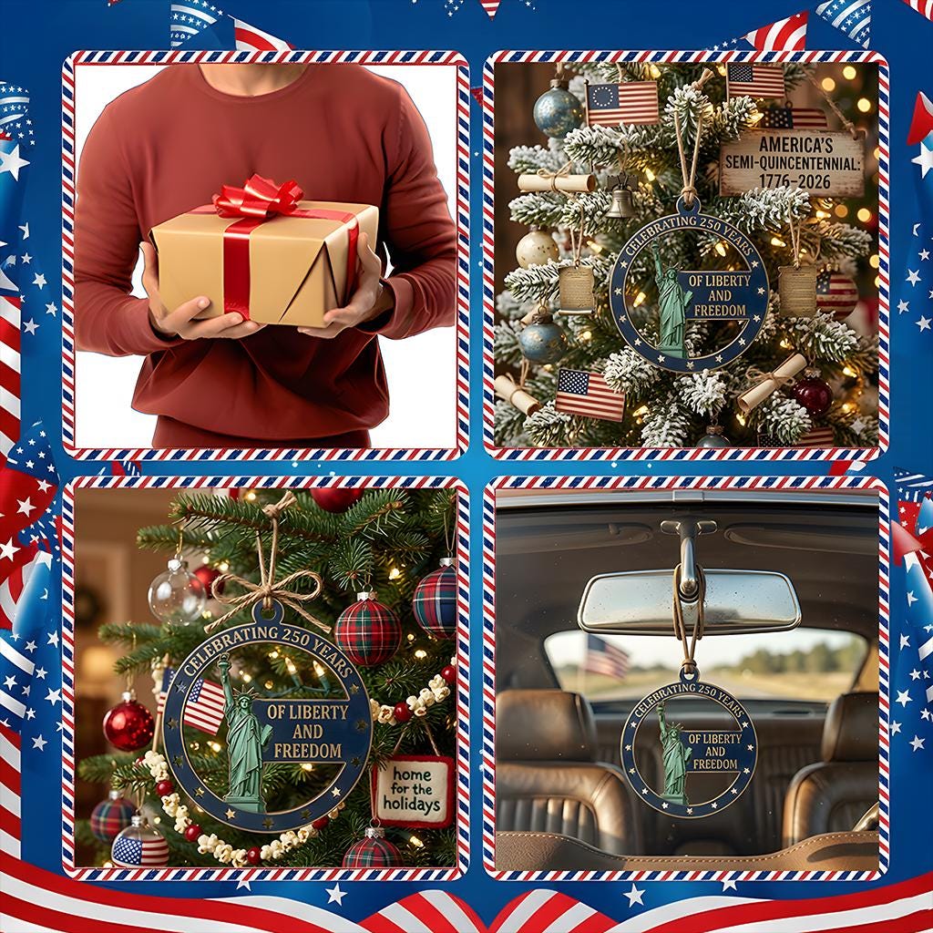 USA 250 Years Liberty Ornament, Semiquincentennial Gift, 1776-2026 Statue of Liberty Decor, America 250 Wooden Milestone Gift
