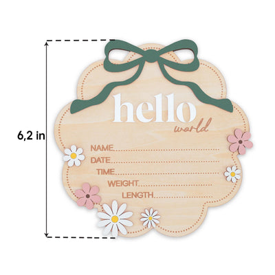 Sage Hello World Wooden Baby Birth Announcement Sign Nursery Decor