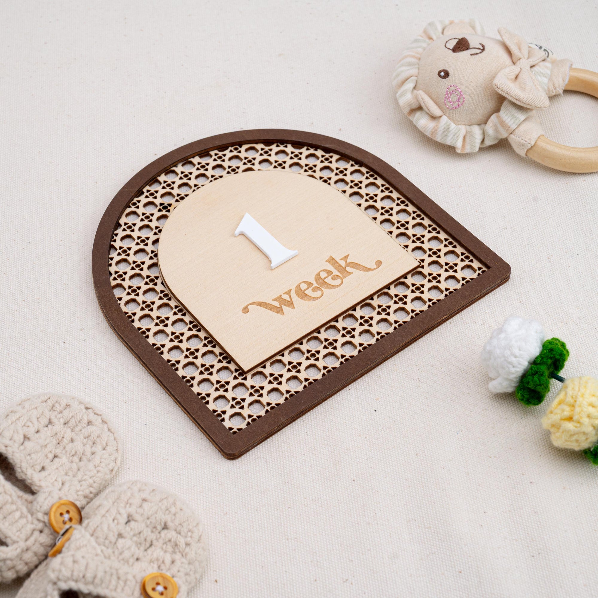 Rattan Milestone, Interchangeable Monthly Milestone, Arch Milestone Card, Boho Baby Milestone, Newborn Photo Prop, Baby Keepsake Gift