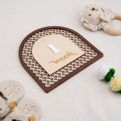 Rattan Milestone, Interchangeable Monthly Milestone, Arch Milestone Card, Boho Baby Milestone, Newborn Photo Prop, Baby Keepsake Gift