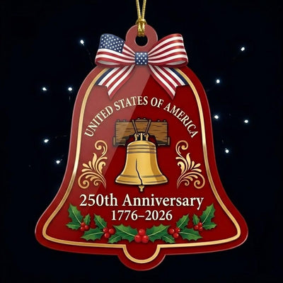 Liberty Bell 250th Ornament, Semiquincentennial Red Bell Gift, 1776-2026 Patriotic Christmas Decor, America 250th Anniversary