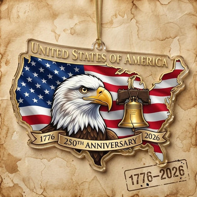 USA Map 250th Anniversary Ornament, Semiquincentennial Eagle Gift, 1776-2026 Patriotic Acrylic Decor, United States Birthday Keepsake