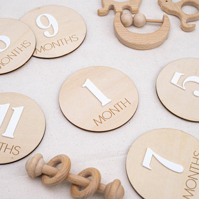Baby Monthly Milestone Discs, Monthly Milestone Cards Baby, 3D Wood Engraved Monthly Milestone Markers, Newborn Photo Props,Boho Baby Shower