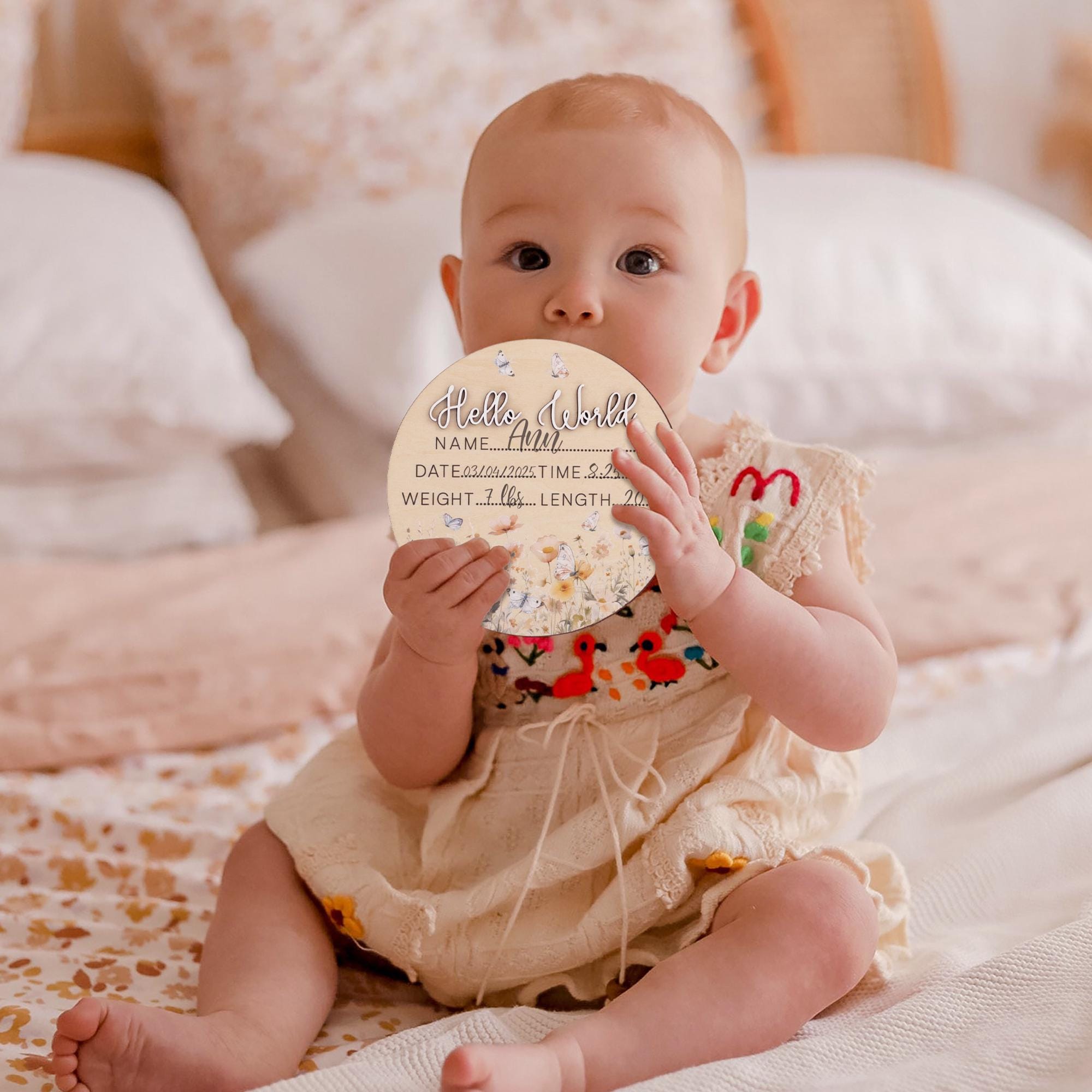 Baby Girl Birth Announcement Sign for Hospital, Baby Photo Prop, Baby Shower Gift, Newborn Gift, Wood Birth Stat Sign, Nursery Decor