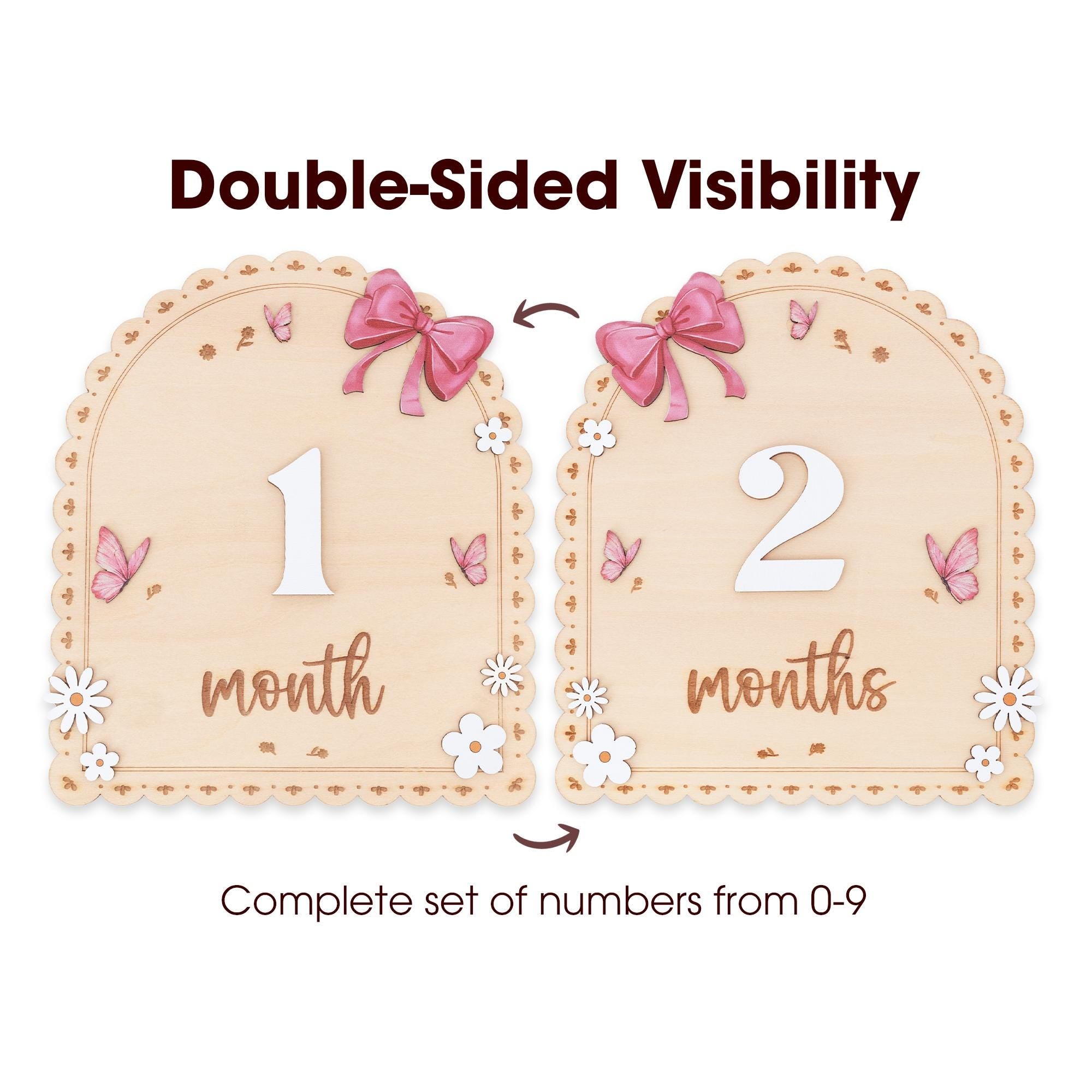 Baby Month Sign Double Sided Month Months Baby Milestone Sign First Year Baby Photo Prop Monthly Milestone Baby Nursery Decor