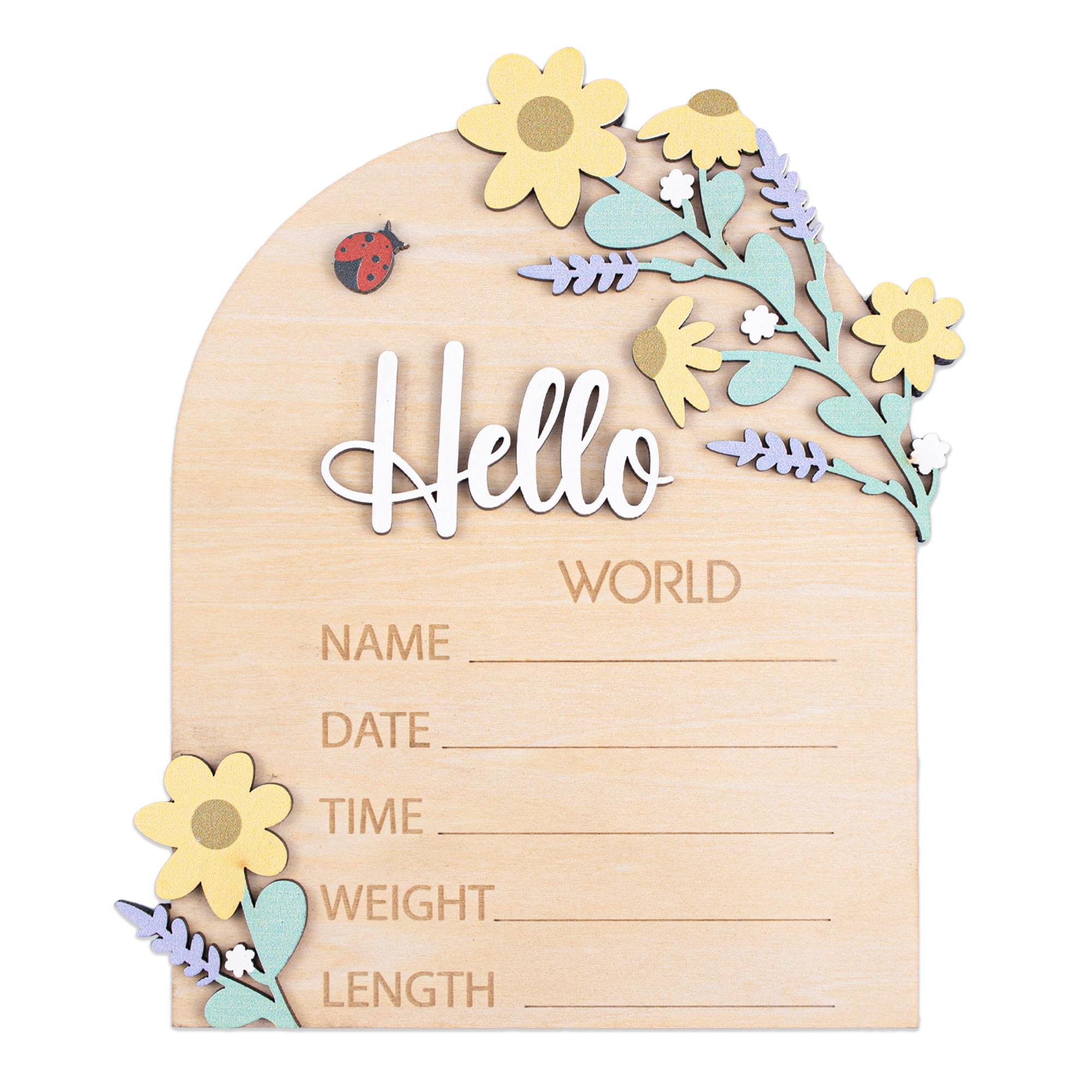 Birth Announcement Sign, Floral Baby Name Sign, Floral Baby Name Announcement Sign, Newborn Photo Prop, Wood Nursery Sign, Baby Name Reveal