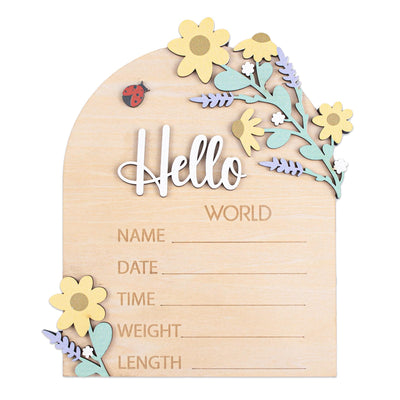 Birth Announcement Sign, Floral Baby Name Sign, Floral Baby Name Announcement Sign, Newborn Photo Prop, Wood Nursery Sign, Baby Name Reveal