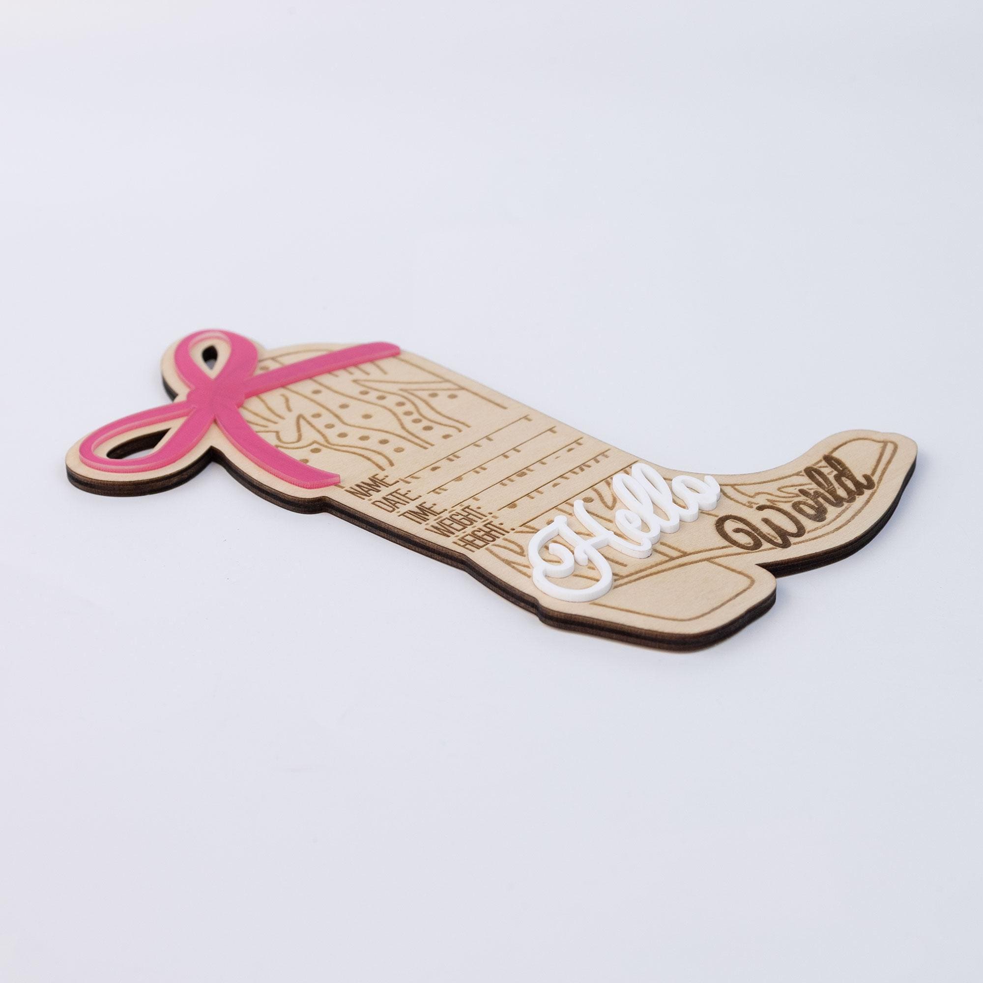 Cowgirl Baby Born Announcement Photo, Western Baby Girl Name Sign, Wooden Hello World Sign, Birth Stat Sign, Wooden Birth Announcement Sign
