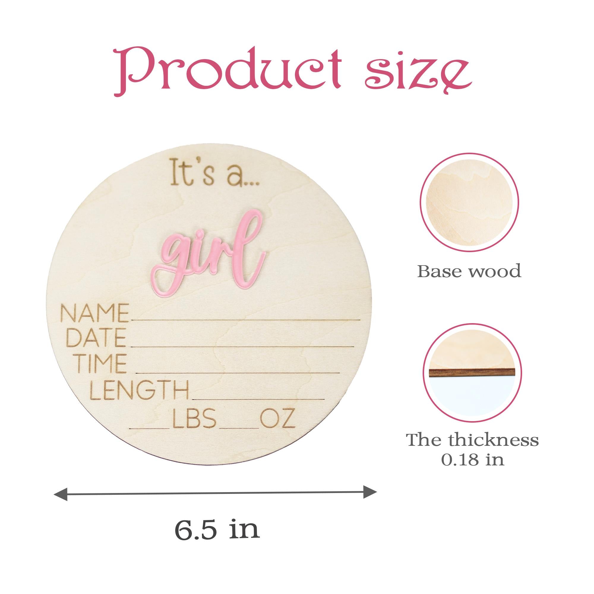 Surprise Gender Reveal Sign, Wooden Baby Announcement Sign, It's A Girl Sign, It's A Boy Announcement, Birth Stat Sign, Baby Shower Gift