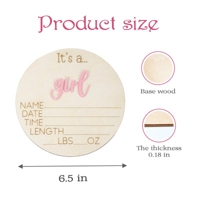 Surprise Gender Reveal Sign, Wooden Baby Announcement Sign, It's A Girl Sign, It's A Boy Announcement, Birth Stat Sign, Baby Shower Gift