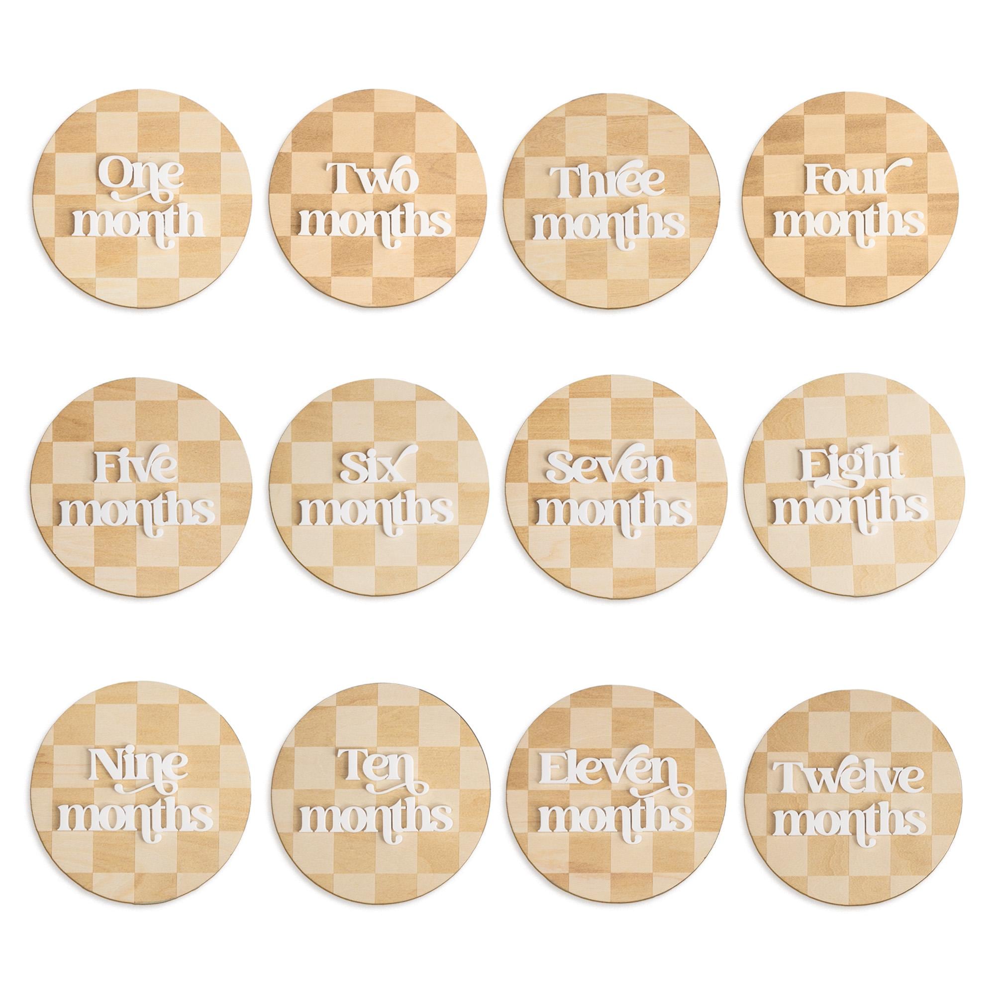 Baby Milestone Set, Monthly Milestone Disc Set, Baby Monthly Milestone Cards, 3D Baby Photo Prop Set, Baby Shower Gift, Newborn Keepsake