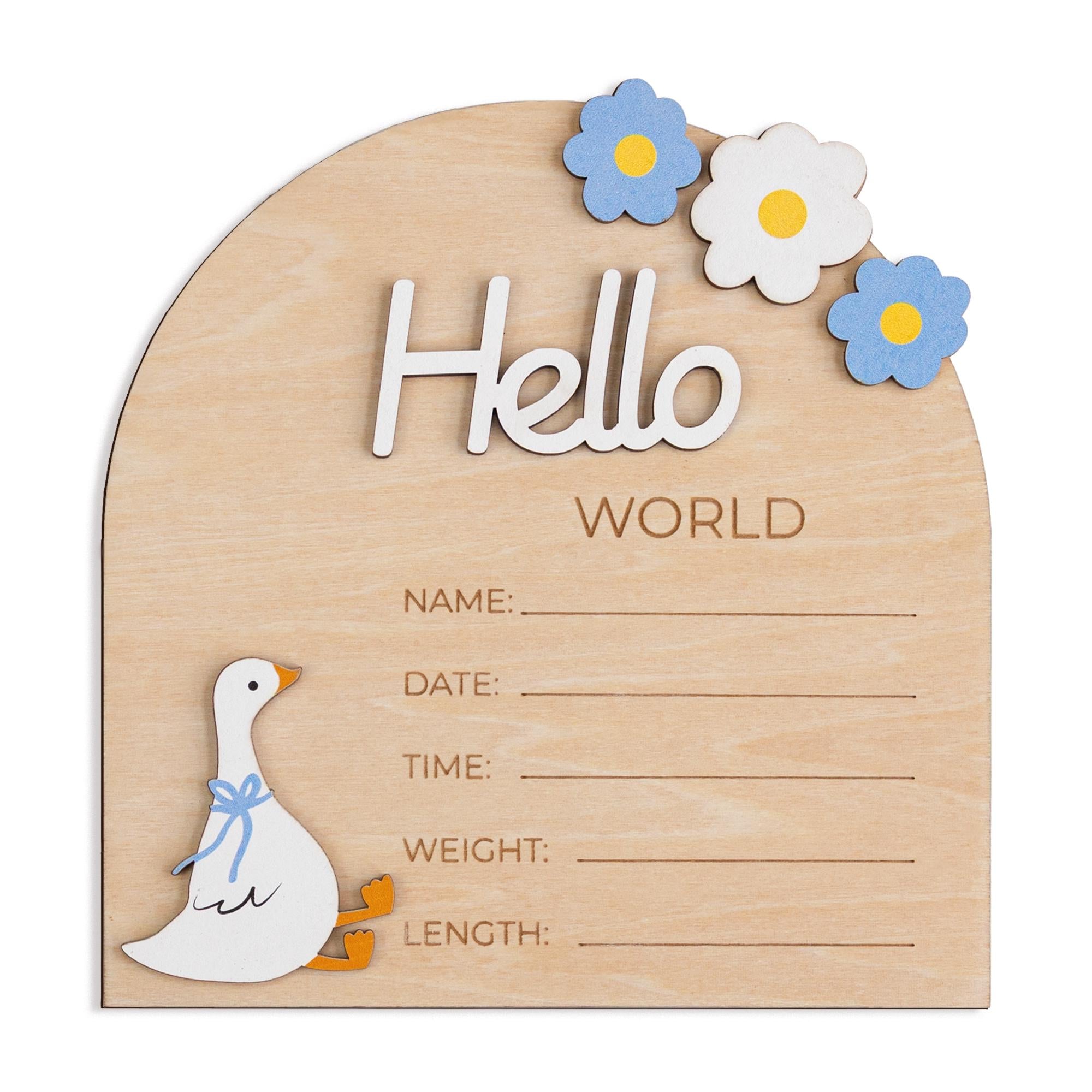 Hello World Sign, Baby Announcement Sign, Baby Announcement Photo Props, Birth Announcement Sign for Hospital, Baby Announcement Name Sign