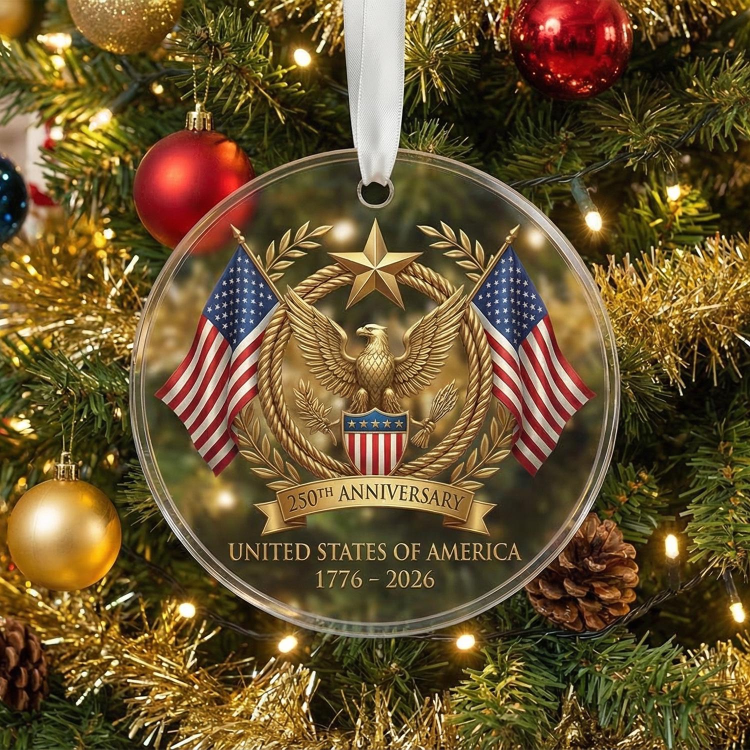 United States 250th Anniversary Ornament, Semiquincentennial Eagle Gift, 1776-2026 Patriotic Acrylic Keepsake, USA Birthday Decor
