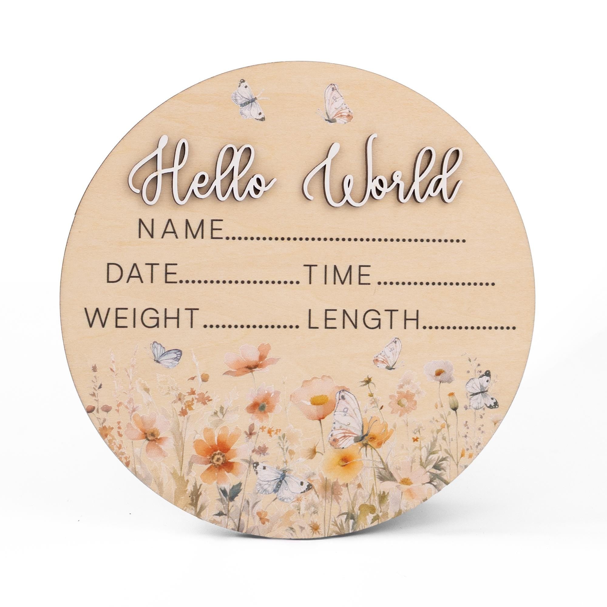 Baby Girl Birth Announcement Sign for Hospital, Baby Photo Prop, Baby Shower Gift, Newborn Gift, Wood Birth Stat Sign, Nursery Decor