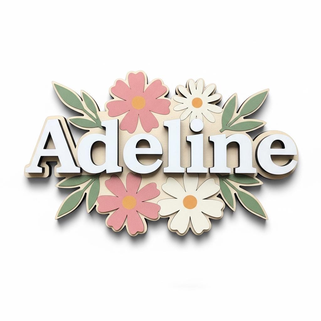 Personalized Baby Name Sign, Wooden Floral Nursery Name Plaque, Custom Baby Girl Room Decor, Flower Nursery Wall Decor