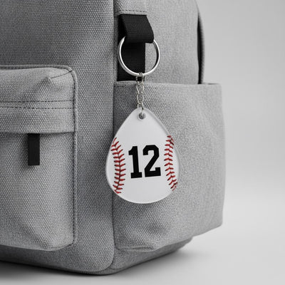 Personalized Baseball Number Keychain, Custom Jersey Number Baseball Keychain, Acrylic Baseball Bag Tag, Baseball Player Gift