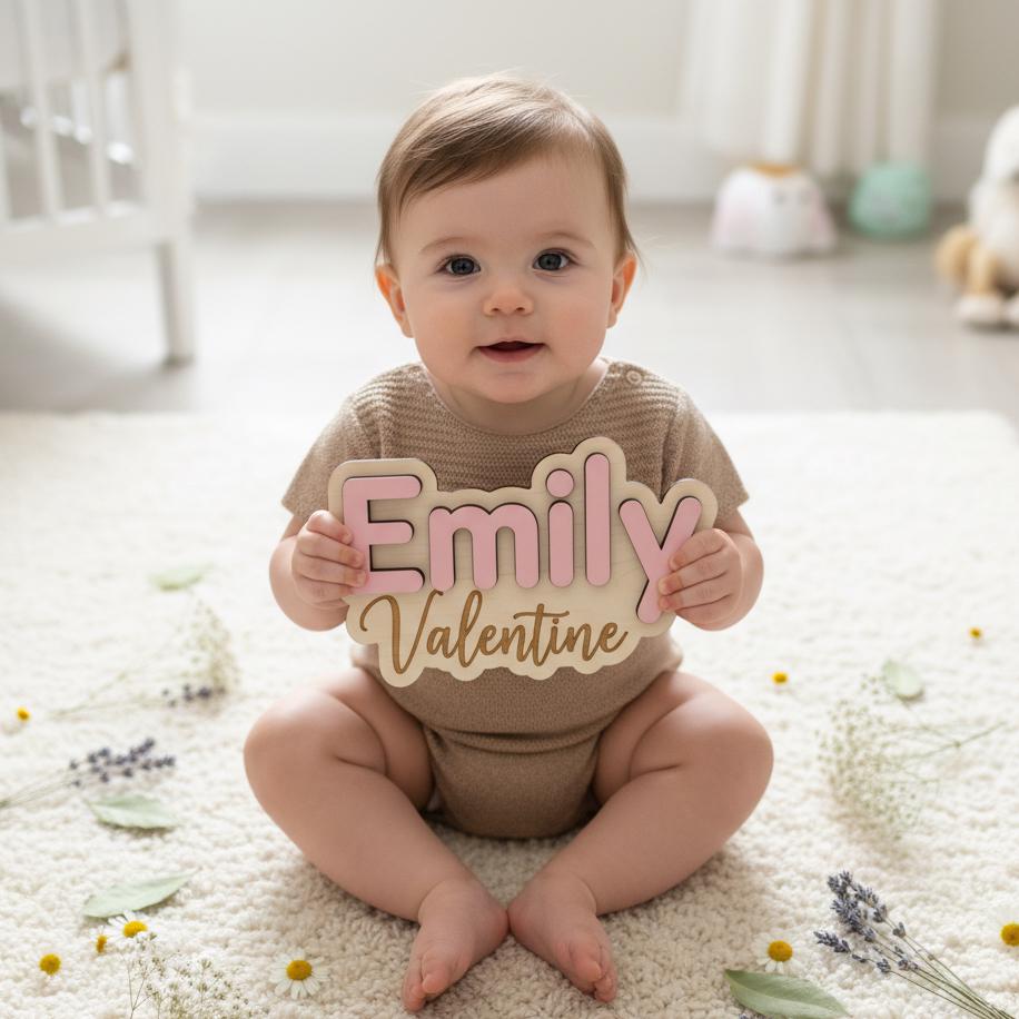 Custom Baby Name Sign, Personalized Baby Name Sign, Custom Baby Name Plaque, Nursery Name Sign, Baby Girl Room Decor, Newborn Name Sign