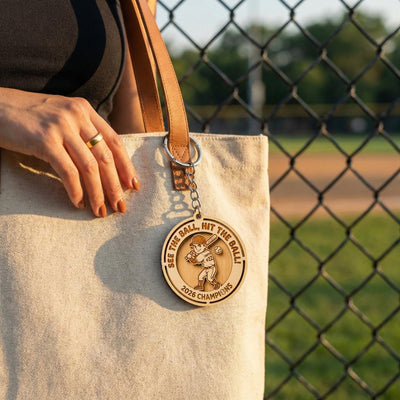 Personalized Wooden Baseball Keychain Custom Name and Number, Engraved Baseball Player Keychain, Little League Team Gift