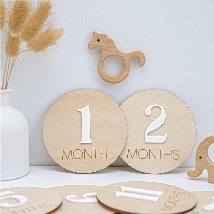 Baby Monthly Milestone Discs, Monthly Milestone Cards Baby, 3D Wood Engraved Monthly Milestone Markers, Newborn Photo Props,Boho Baby Shower