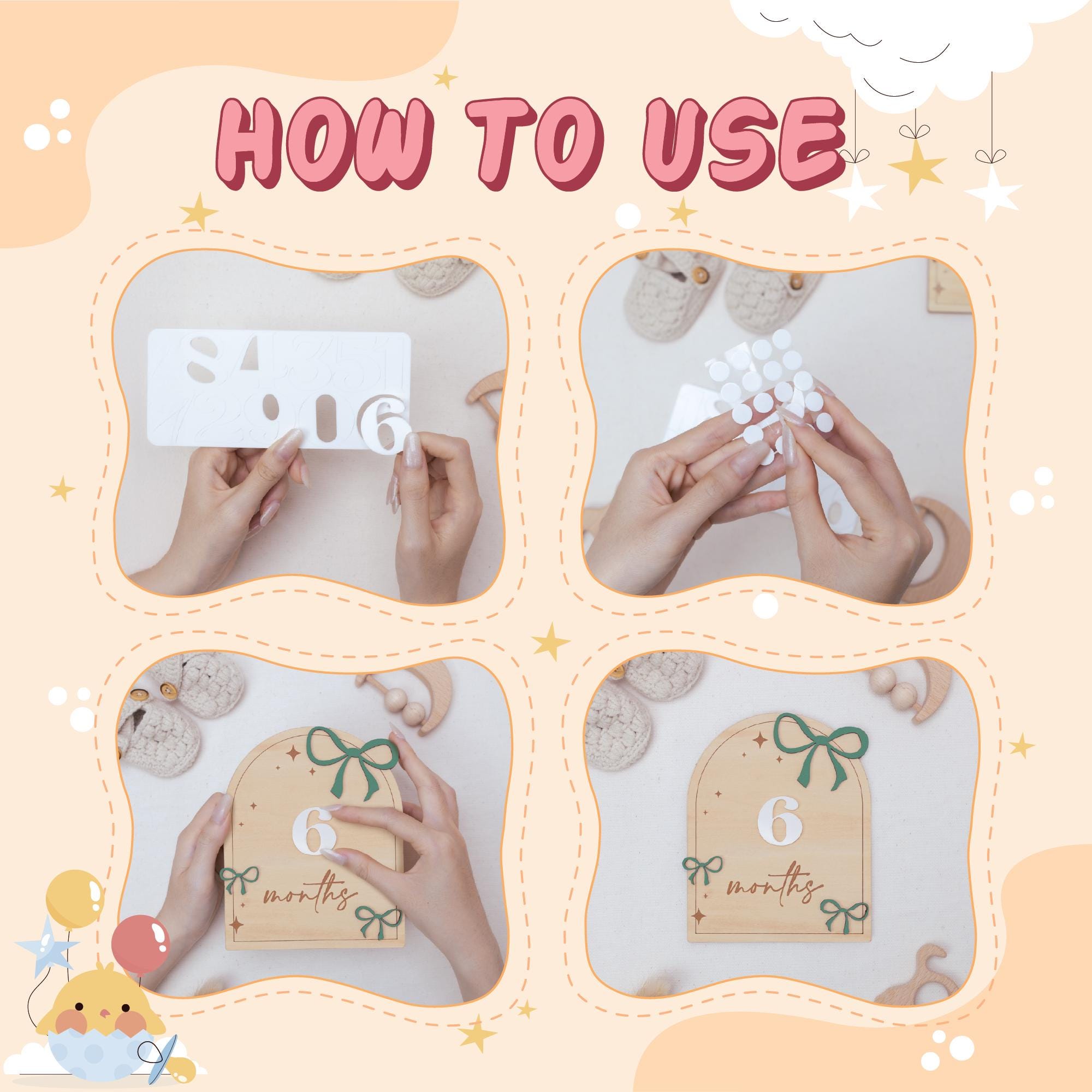 Wooden Baby Monthly Milestone Signs, 1–12 Month Photo Prop Set