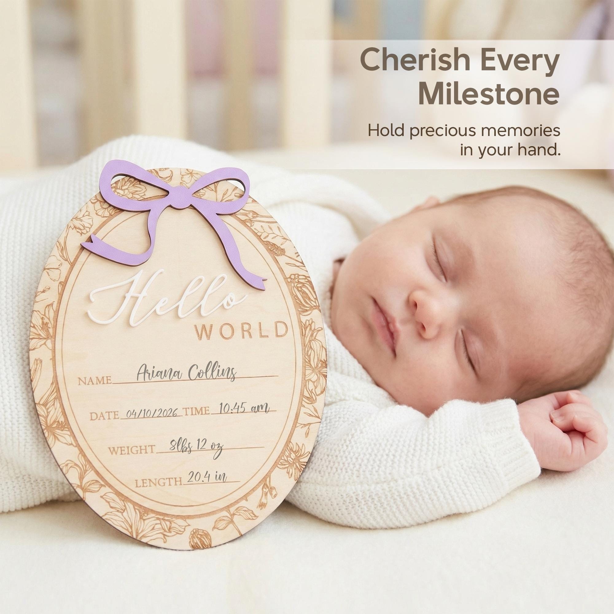 Hello World Baby Announcement Sign Personalized Birth Stats Sign Newborn Hospital Photo Prop Custom Baby Name Sign Gift