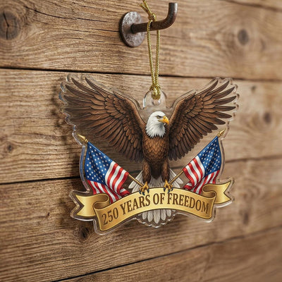 USA 250th Anniversary Eagle Ornament, 250 Years of Freedom Acrylic Keepsake, Patriotic Die-Cut Decor, 1776-2026 America Gift