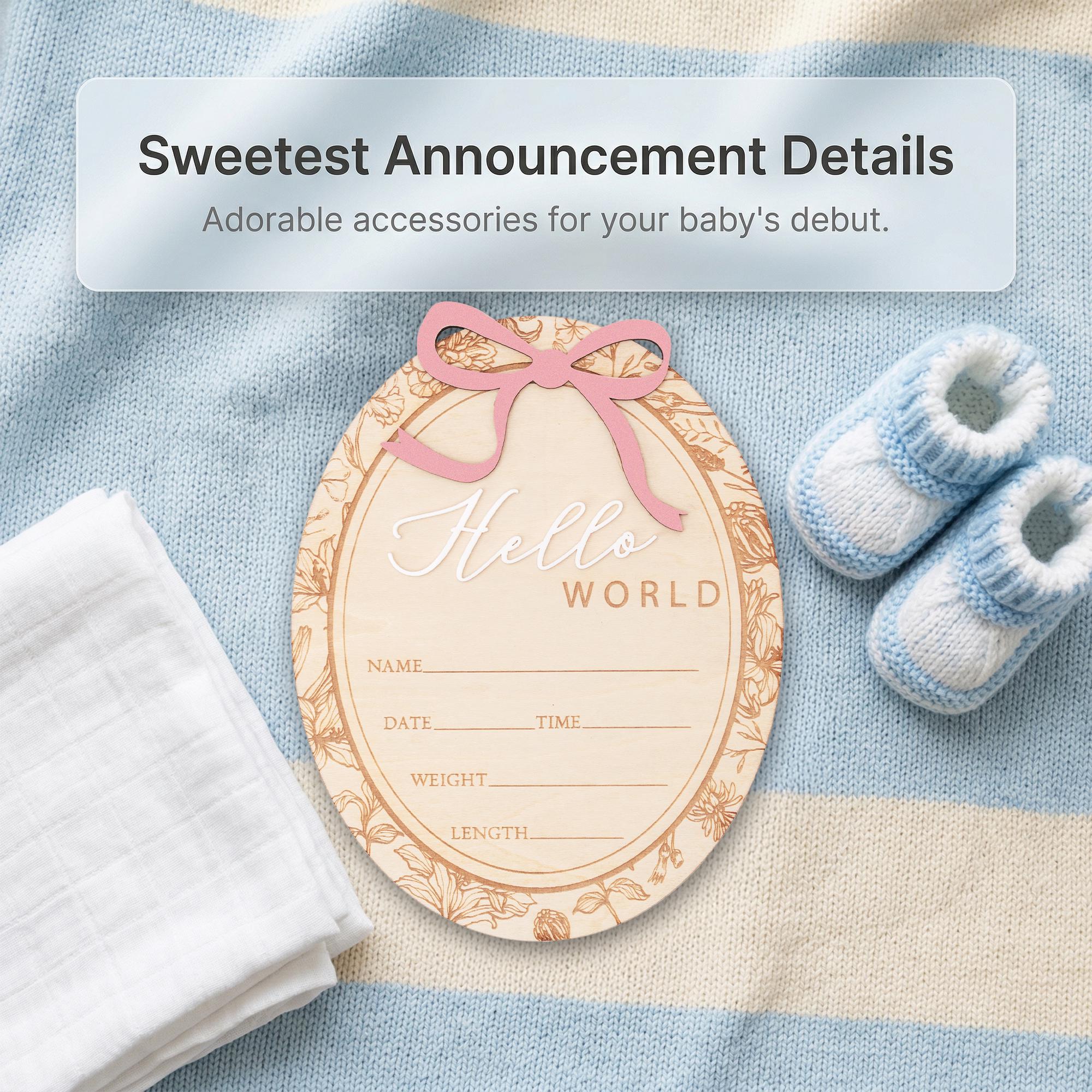 Hello World Baby Announcement Sign Personalized Birth Stats Sign Newborn Hospital Photo Prop Baby Girl Announcement Gift