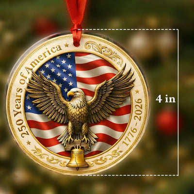 USA 250th Anniversary Ornament, Semiquincentennial Gold Eagle Gift, 1776-2026 Liberty Bell Decor, America 250 Birthday Keepsake