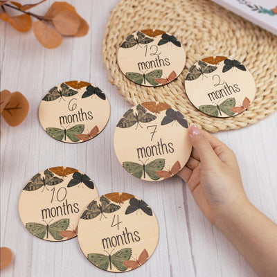 Butterfly Baby Milestone, Wooden Monthly Milestone, Boho Newborn Keepsake,Baby Girl Milestone Set,Baby Milestone Photo Props,Milestone Card
