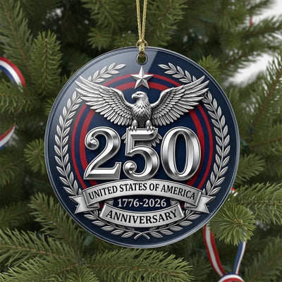 United States 250th Anniversary Ornament, 2026 Semiquincentennial Silver Medal, 1776-2026 Patriotic Eagle Gift, USA Keepsake Decor