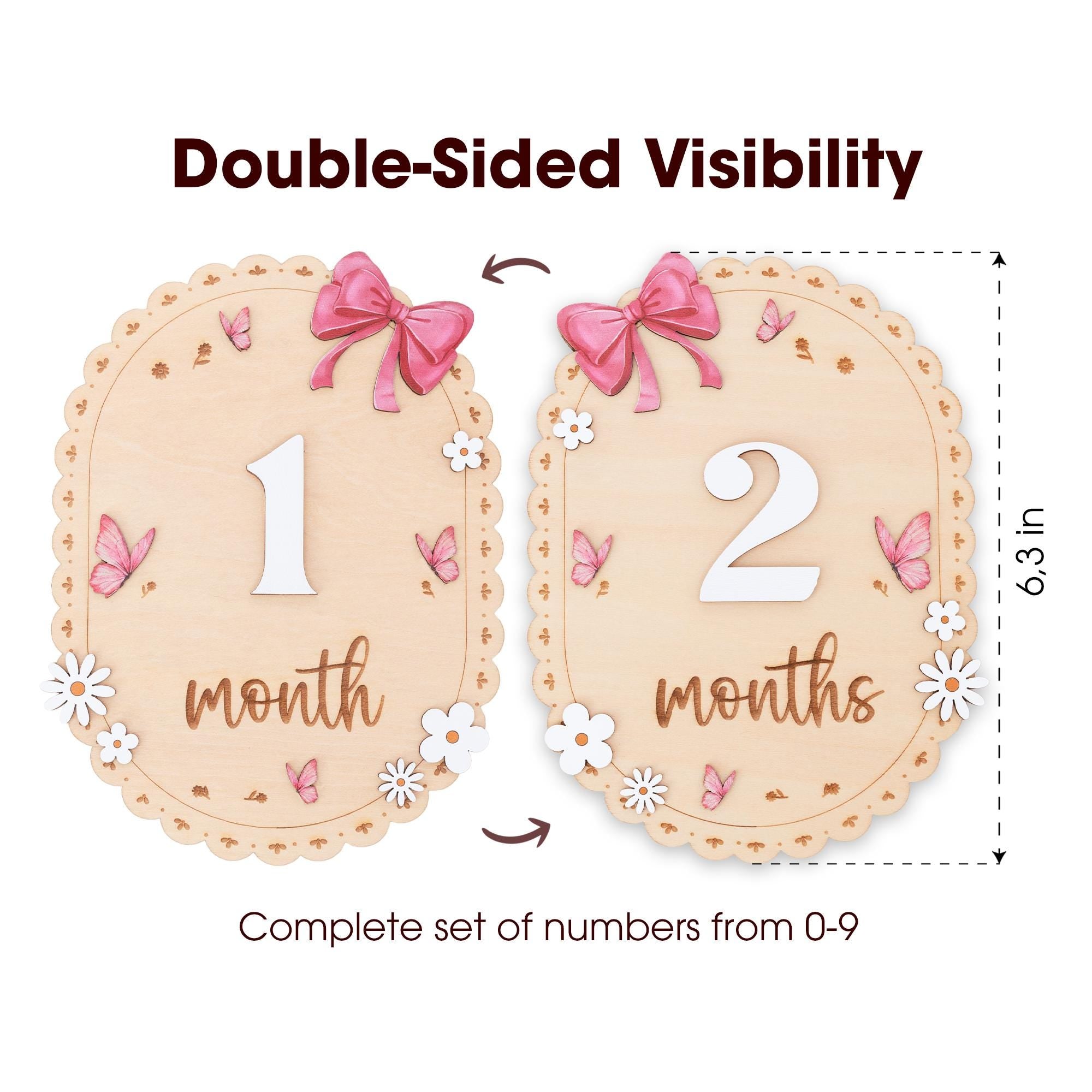 Baby Monthly Milestone Sign Wooden Baby Month Sign Double Sided Month Months First Year Baby Photo Prop Nursery Decor